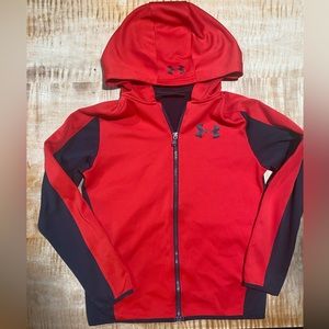 Under Armour Coldgear zip up hoodie - red and black - youth XL